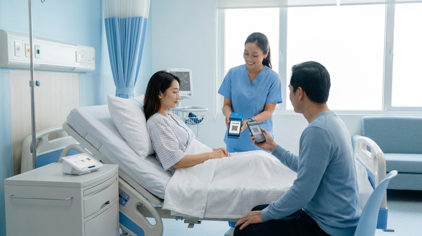 Nhân viên y tế thu tiền tạm ứng tại giường cho người bệnh nội trú